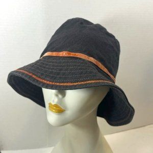 Floppy Sun Hat Black Brown Stitched Cotton Blend Daniele Meucci Made in Italy